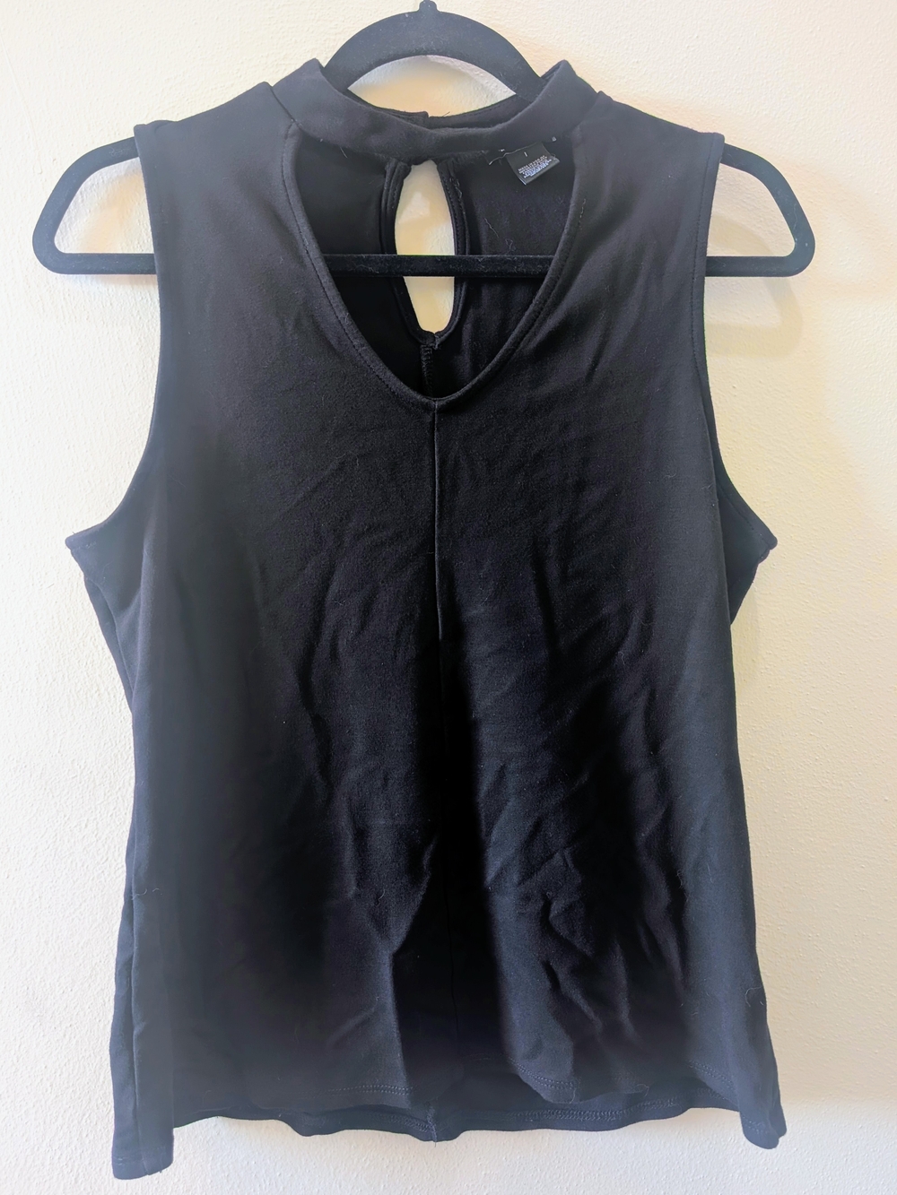 Nordstrom Halogen Black Sleeveless Mock Neck Tank with Keyhole Women's Sz Large